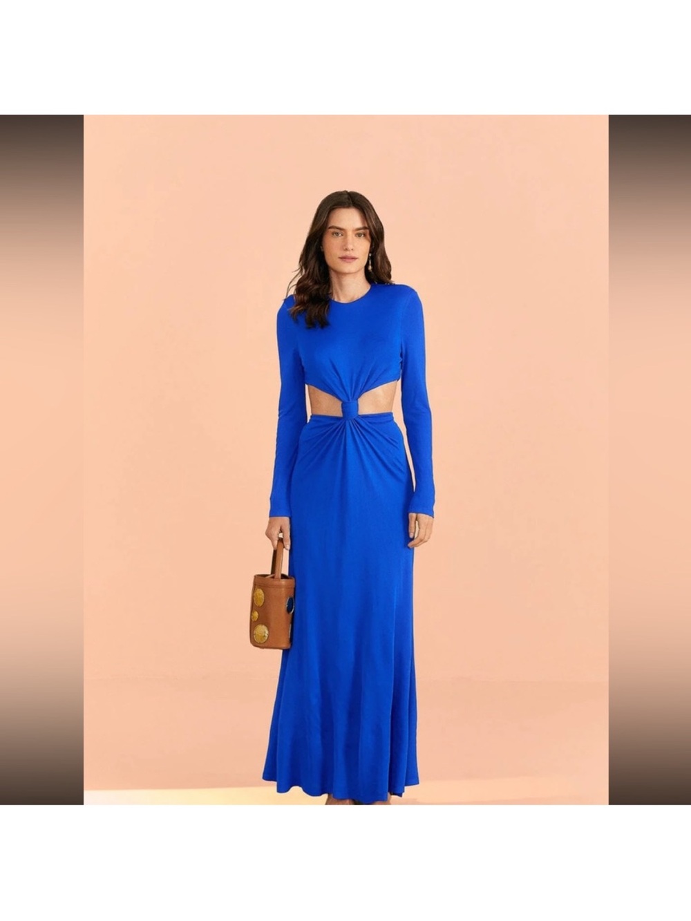 FARM RIO‎ Blue Knot Cut-Out Long Sleeve Maxi Dress size XS